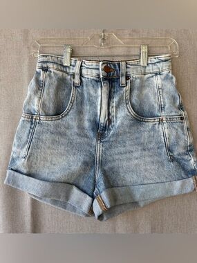 BDG Light Blue High-Rise Rolled Hem Jean Shorts size 27